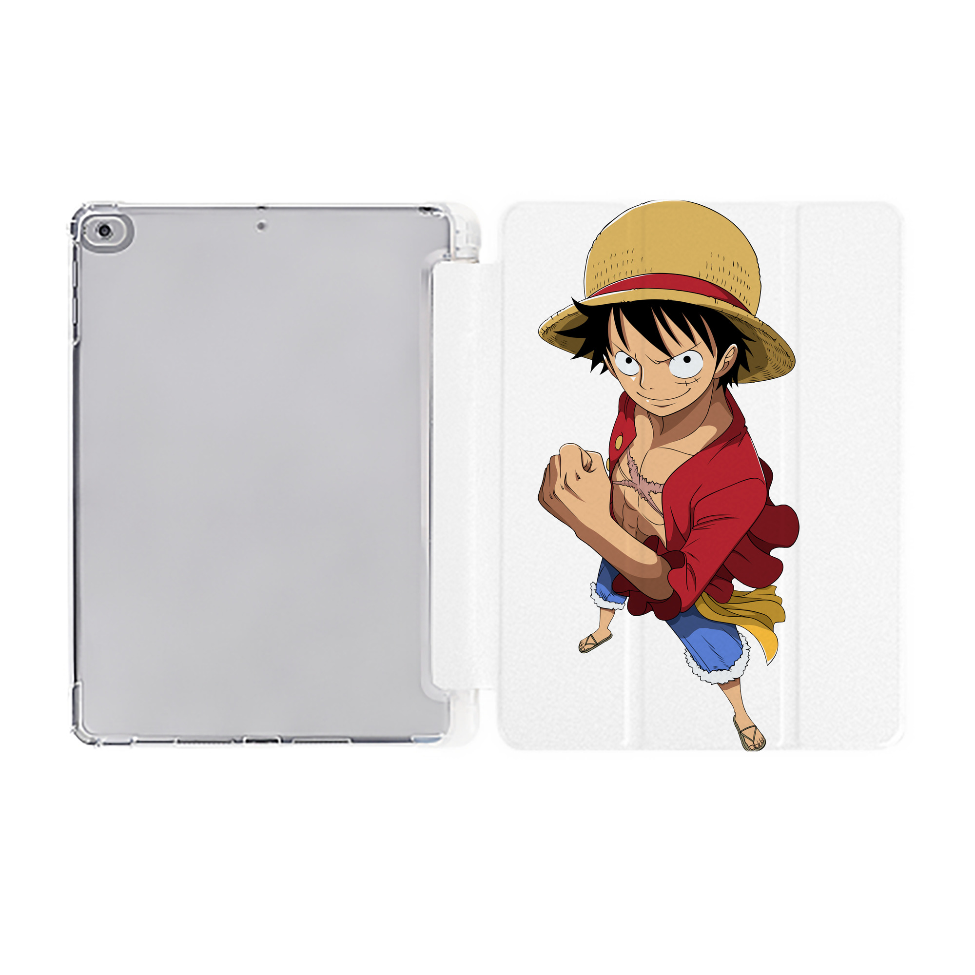 （画像用） ワンピース モンキー・D・ルフィ ONE PIECE Monkey D. Luffy IPad ケース ペン収納付き 三つ折りスタンド PUレザー×シリコン 対応機種9.5/10.5/10.9インチ